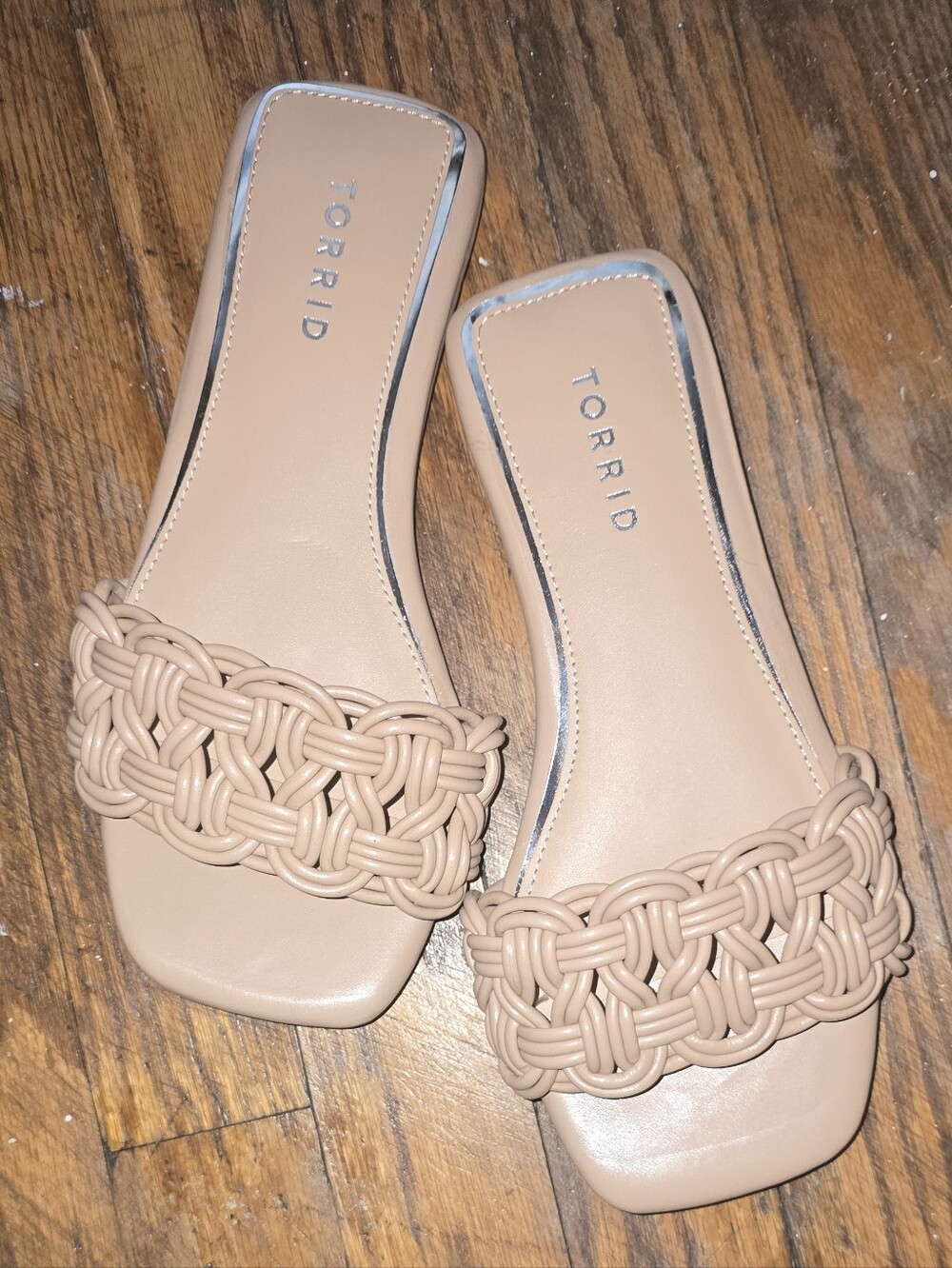Torrid Braided Strap Slide Sandals in Beige